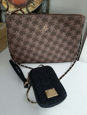 LAUREN RALPH LAUREN "Bainbridge Tara" Double Gusset Crossbody Bag 2 Pc Set
